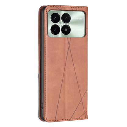 For Xiaomi Redmi K70 / K70 Pro Rhombus Texture Magnetic Leather Phone Case(Brown) - K70 Pro Cases by PMC Jewellery | Online Shopping South Africa | PMC Jewellery | Buy Now Pay Later Mobicred