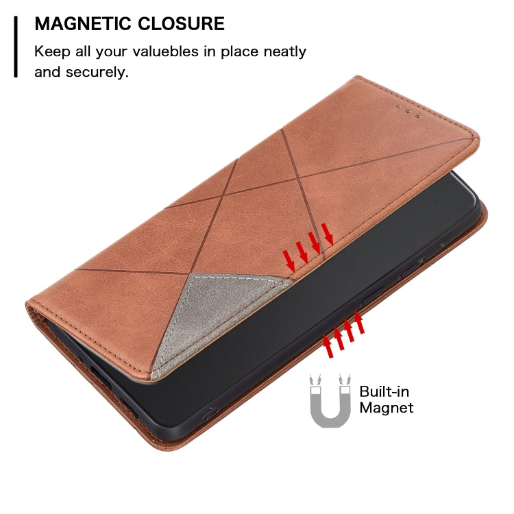 For Xiaomi Redmi K70 / K70 Pro Rhombus Texture Magnetic Leather Phone Case(Brown) - K70 Pro Cases by PMC Jewellery | Online Shopping South Africa | PMC Jewellery | Buy Now Pay Later Mobicred