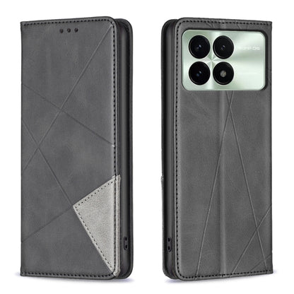 For Xiaomi Redmi K70 / K70 Pro Rhombus Texture Magnetic Leather Phone Case(Black) - K70 Pro Cases by PMC Jewellery | Online Shopping South Africa | PMC Jewellery | Buy Now Pay Later Mobicred