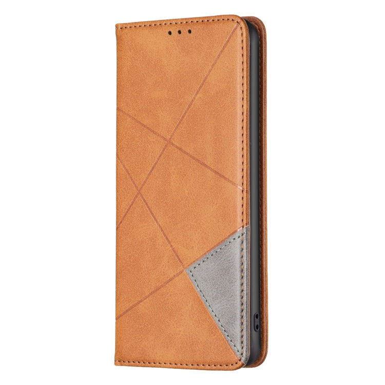 For Xiaomi Redmi A3 Rhombus Texture Magnetic Leather Phone Case(Yellow) - Xiaomi Cases by PMC TechLife | Online Shopping South Africa | PMC TechLife | Buy Now Pay Later Mobicred