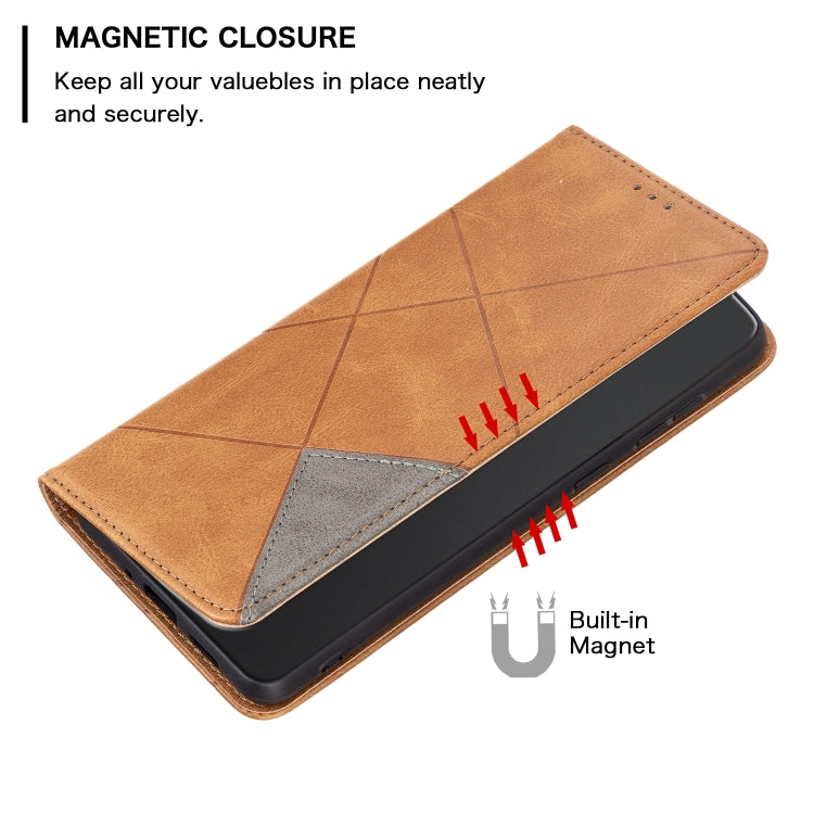 For Xiaomi Redmi A3 Rhombus Texture Magnetic Leather Phone Case(Yellow) - Xiaomi Cases by PMC TechLife | Online Shopping South Africa | PMC TechLife | Buy Now Pay Later Mobicred