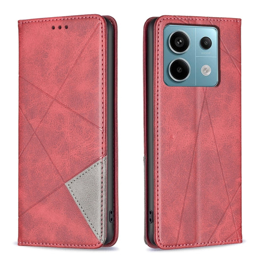 For Xiaomi Poco M6 Pro 4G Rhombus Texture Magnetic Leather Phone Case(Red) - Xiaomi Cases by PMC Jewellery | Online Shopping South Africa | PMC Jewellery | Buy Now Pay Later Mobicred