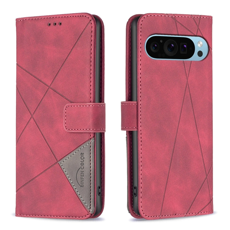 For Google Pixel 9 Magnetic Buckle Rhombus Texture Leather Phone Case(Red) - Google Cases by PMC Jewellery | Online Shopping South Africa | PMC Jewellery | Buy Now Pay Later Mobicred