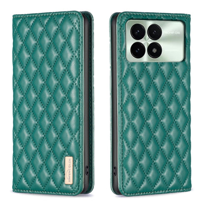 For Xiaomi Redmi K70 / K70 Pro Diamond Lattice Magnetic Leather Flip Phone Case(Green) - K70 Pro Cases by PMC Jewellery | Online Shopping South Africa | PMC Jewellery | Buy Now Pay Later Mobicred