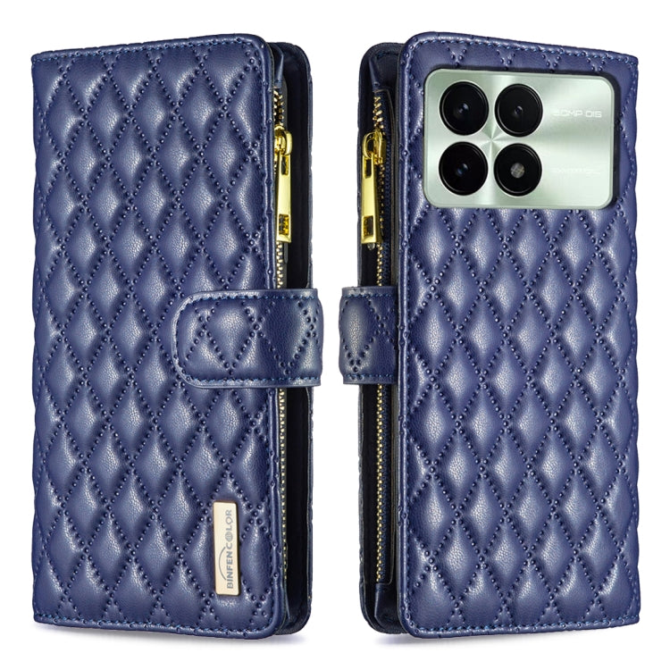 For Xiaomi Redmi K70 / K70 Pro Diamond Lattice Zipper Wallet Leather Flip Phone Case(Blue) - K70 Pro Cases by PMC Jewellery | Online Shopping South Africa | PMC Jewellery | Buy Now Pay Later Mobicred