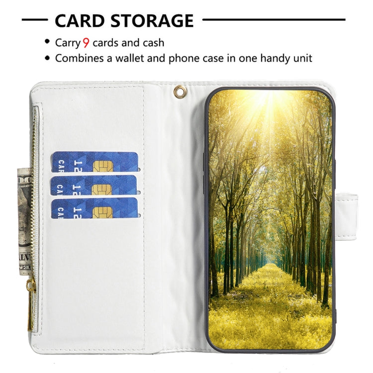 For Xiaomi Redmi K70 / K70 Pro Diamond Lattice Zipper Wallet Leather Flip Phone Case(White) - K70 Pro Cases by PMC Jewellery | Online Shopping South Africa | PMC Jewellery | Buy Now Pay Later Mobicred