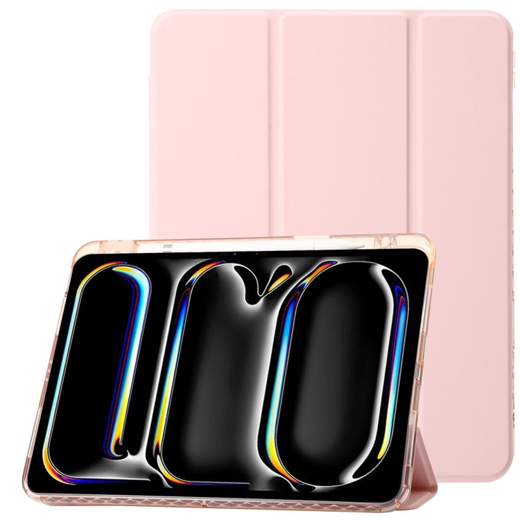 For iPad Air 11 2025 / 2024 Clear Acrylic 3-Fold Leather Tablet Case(Pink) - iPad Air 11 2025 / 2024 Cases by PMC TechLife | Online Shopping South Africa | PMC TechLife | Buy Now Pay Later Mobicred