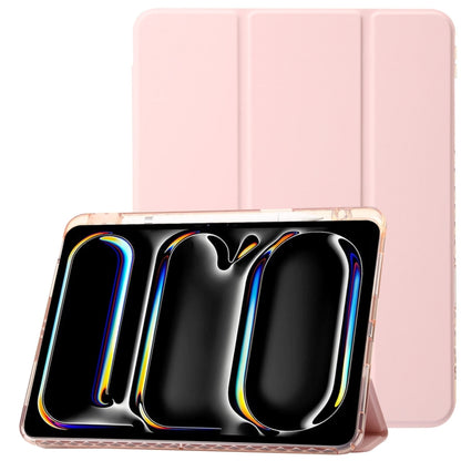 For iPad Air 11 2025 / 2024 Clear Acrylic 3-Fold Leather Tablet Case(Pink) - iPad Air 11 2025 / 2024 Cases by PMC Jewellery | Online Shopping South Africa | PMC Jewellery | Buy Now Pay Later Mobicred