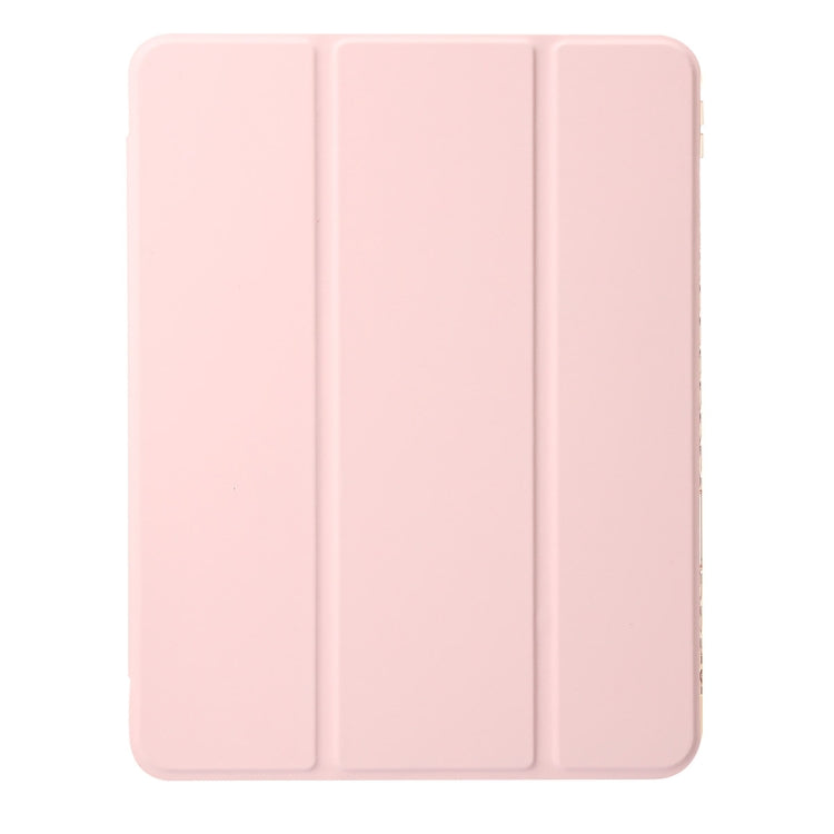 For iPad Air 11 2025 / 2024 Clear Acrylic 3-Fold Leather Tablet Case(Pink) - iPad Air 11 2025 / 2024 Cases by PMC Jewellery | Online Shopping South Africa | PMC Jewellery | Buy Now Pay Later Mobicred