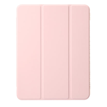 For iPad Air 11 2025 / 2024 Clear Acrylic 3-Fold Leather Tablet Case(Pink) - iPad Air 11 2025 / 2024 Cases by PMC Jewellery | Online Shopping South Africa | PMC Jewellery | Buy Now Pay Later Mobicred