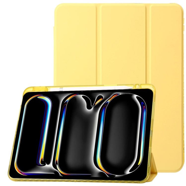 For iPad Air 11 2025 / 2024 Clear Acrylic 3-Fold Leather Tablet Case(Yellow) - iPad Air 11 2025 / 2024 Cases by PMC TechLife | Online Shopping South Africa | PMC TechLife | Buy Now Pay Later Mobicred