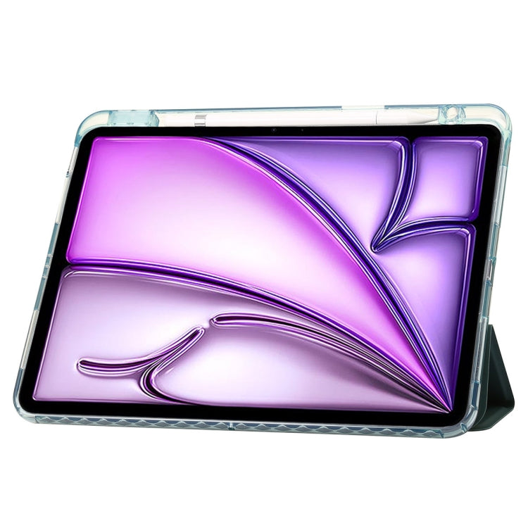 For iPad Air 13 2024 Clear Acrylic 3-Fold Leather Tablet Case(Dark Green) - iPad Air 13 2024 Cases by PMC TechLife | Online Shopping South Africa | PMC TechLife | Buy Now Pay Later Mobicred