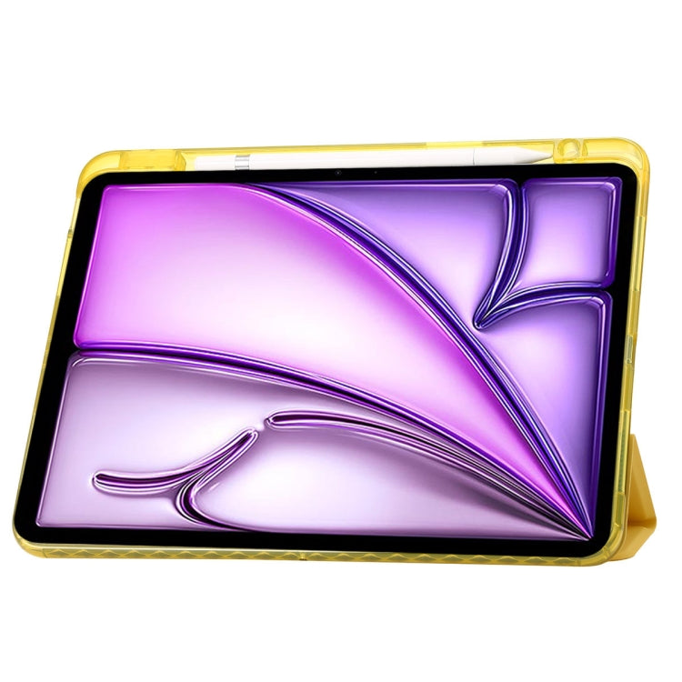 For iPad Air 13 2025 / 2024 Clear Acrylic 3-Fold Leather Tablet Case(Yellow) - iPad Air 13 2025 / 2024 Cases by PMC TechLife | Online Shopping South Africa | PMC TechLife | Buy Now Pay Later Mobicred