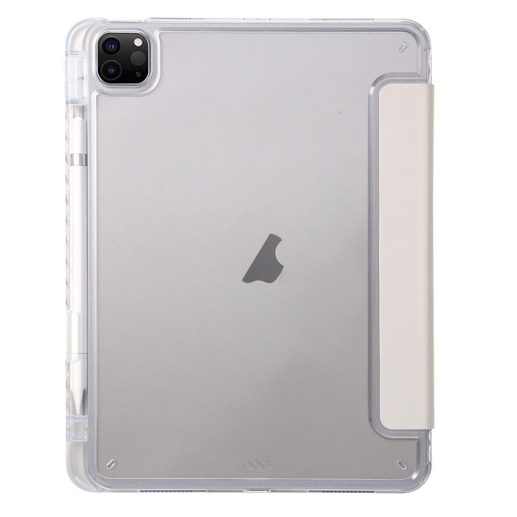 For iPad Pro 11 2024 Clear Acrylic 3-Fold Leather Tablet Case(Grey) - iPad Pro 11 2024 Cases by PMC TechLife | Online Shopping South Africa | PMC TechLife | Buy Now Pay Later Mobicred