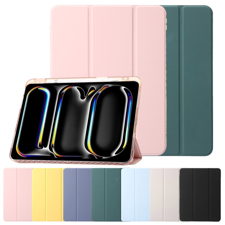 For iPad Air 13 2025 / 2024 Clear Acrylic 3-Fold Leather Tablet Case(Ice Blue) - iPad Air 13 2025 / 2024 Cases by PMC TechLife | Online Shopping South Africa | PMC TechLife | Buy Now Pay Later Mobicred
