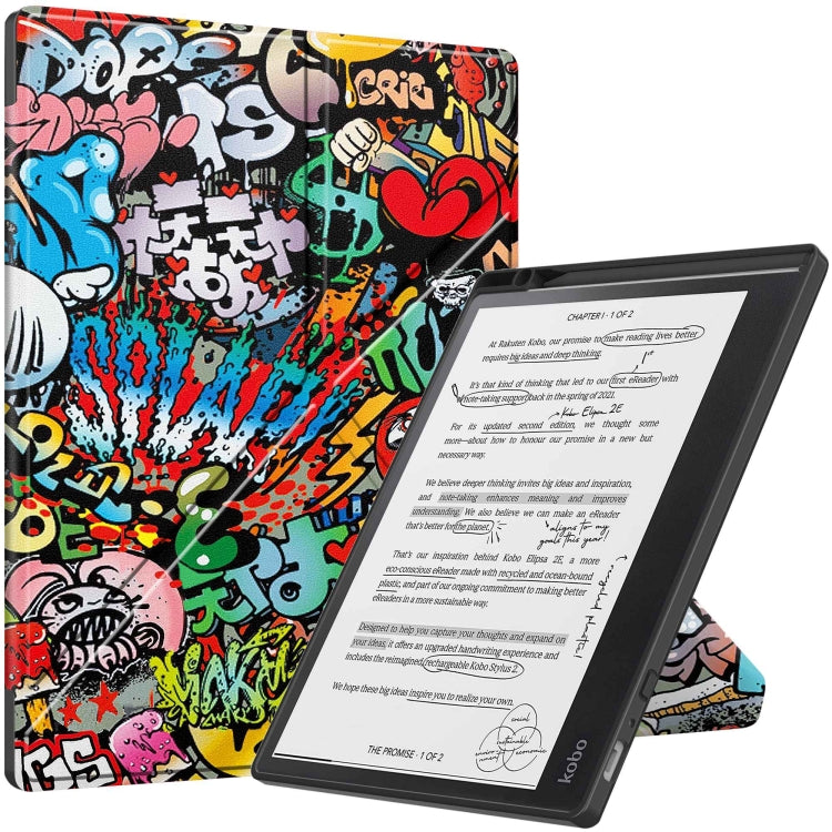 For Kobo Elipsa 2E Painted Deformation TPU Leather Smart Tablet Case(Graffiti) - Others by PMC TechLife | Online Shopping South Africa | PMC TechLife | Buy Now Pay Later Mobicred