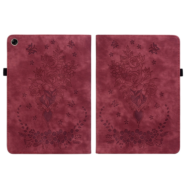 For Realme Pad 10.4 / Pad 5G 10.4 Butterfly Rose Embossed Leather Tablet Case(Red) - Realme by PMC TechLife | Online Shopping South Africa | PMC TechLife | Buy Now Pay Later Mobicred