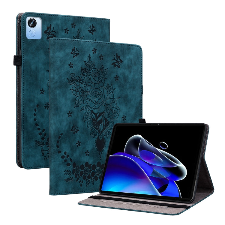 For Realme Pad X Butterfly Rose Embossed Leather Tablet Case(Dark Blue) - Realme by PMC TechLife | Online Shopping South Africa | PMC TechLife | Buy Now Pay Later Mobicred