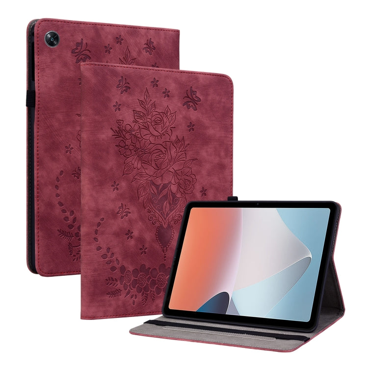 For OPPO Pad Air Butterfly Rose Embossed Leather Tablet Case(Red) - OPPO by PMC TechLife | Online Shopping South Africa | PMC TechLife | Buy Now Pay Later Mobicred