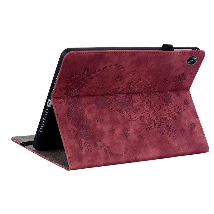 For OPPO Pad Air Butterfly Rose Embossed Leather Tablet Case(Red) - OPPO by PMC TechLife | Online Shopping South Africa | PMC TechLife | Buy Now Pay Later Mobicred