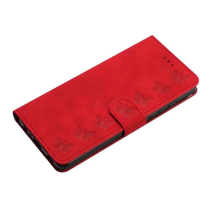For iPhone 16e Seven Butterflies Embossed Leather Phone Case(Red) - iPhone 16e Cases by PMC TechLife | Online Shopping South Africa | PMC TechLife | Buy Now Pay Later Mobicred