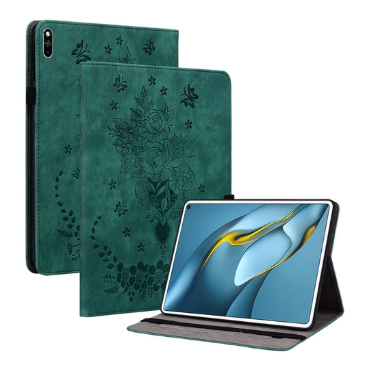 For Huawei MatePad Pro 10.8 2021 / 2018 Butterfly Rose Embossed Leather Tablet Case(Green) - Huawei Cases by PMC Jewellery | Online Shopping South Africa | PMC Jewellery | Buy Now Pay Later Mobicred