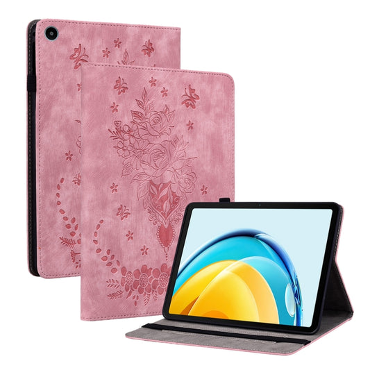 For Huawei MatePad SE 10.4 Butterfly Rose Embossed Leather Tablet Case(Pink) - Huawei Cases by PMC Jewellery | Online Shopping South Africa | PMC Jewellery | Buy Now Pay Later Mobicred