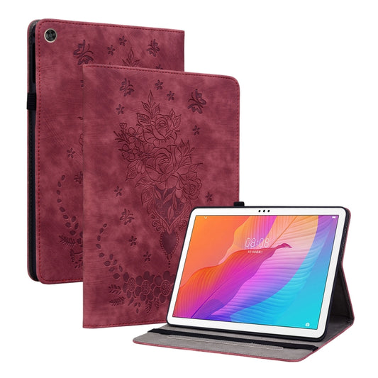 For Huawei MatePad T 10s/Enjoy Tablet 2 Butterfly Rose Embossed Leather Tablet Case(Red) - Huawei Cases by PMC Jewellery | Online Shopping South Africa | PMC Jewellery | Buy Now Pay Later Mobicred