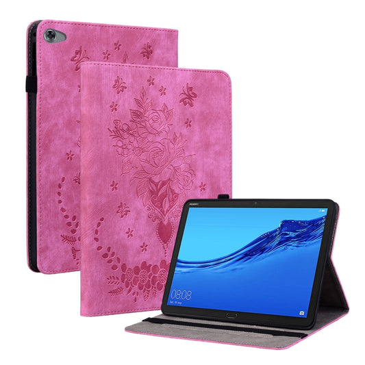 For Huawei MediaPad M5 Lite / C5 10.1 Butterfly Rose Embossed Leather Tablet Case(Rose Red) - Huawei Cases by PMC Jewellery | Online Shopping South Africa | PMC Jewellery | Buy Now Pay Later Mobicred