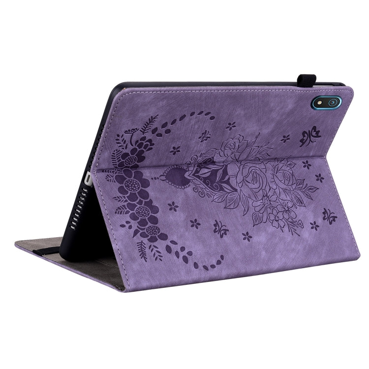 For Nokia T20 10.4 2021 Butterfly Rose Embossed Leather Tablet Case(Purple) - Honor Cases by PMC TechLife | Online Shopping South Africa | PMC TechLife | Buy Now Pay Later Mobicred