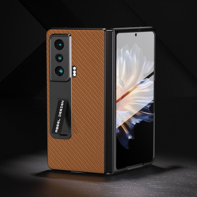For Honor Magic Vs Carbon Fiber Texture Integrated Protective Phone Case with Holder(Dark Brown) - Honor Cases by PMC TechLife | Online Shopping South Africa | PMC TechLife | Buy Now Pay Later Mobicred