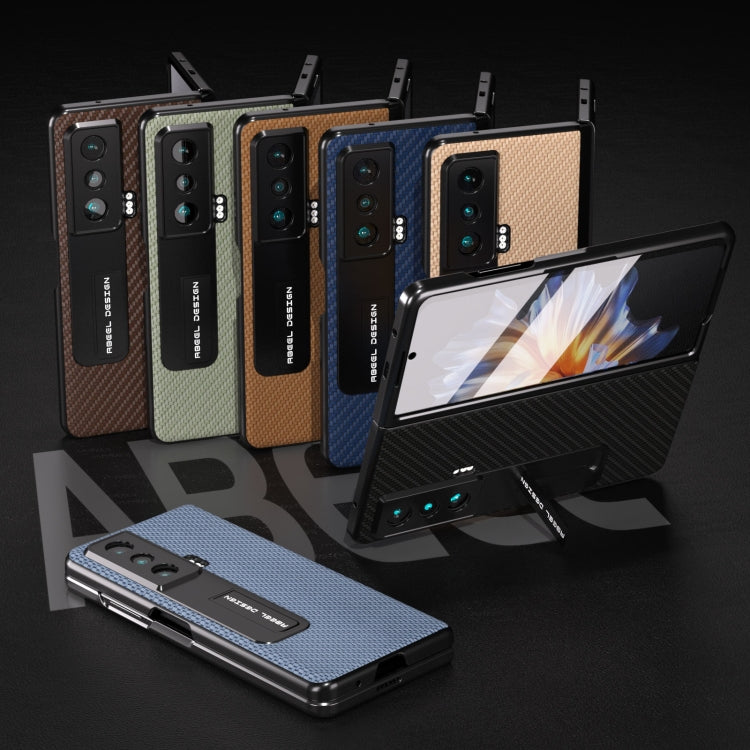 For Honor Magic Vs Carbon Fiber Texture Integrated Protective Phone Case with Holder(Dark Brown) - Honor Cases by PMC TechLife | Online Shopping South Africa | PMC TechLife | Buy Now Pay Later Mobicred