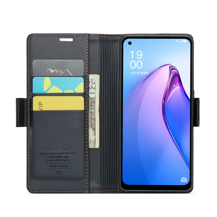 For OPPO Reno7 Z Global/Reno7 Lite Global CaseMe 023 Butterfly Buckle Litchi Texture RFID Anti-theft Leather Phone Case(Black) - OPPO Cases by CaseMe | Online Shopping South Africa | PMC Jewellery | Buy Now Pay Later Mobicred