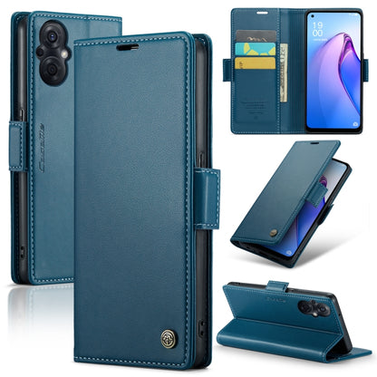 For OPPO Reno7 Z Global/Reno7 Lite Global CaseMe 023 Butterfly Buckle Litchi Texture RFID Anti-theft Leather Phone Case(Blue) - OPPO Cases by CaseMe | Online Shopping South Africa | PMC Jewellery | Buy Now Pay Later Mobicred