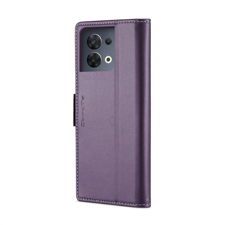 For OPPO Reno8 5G Global CaseMe 023 Butterfly Buckle Litchi Texture RFID Anti-theft Leather Phone Case(Pearly Purple) - OPPO Cases by CaseMe | Online Shopping South Africa | PMC Jewellery | Buy Now Pay Later Mobicred