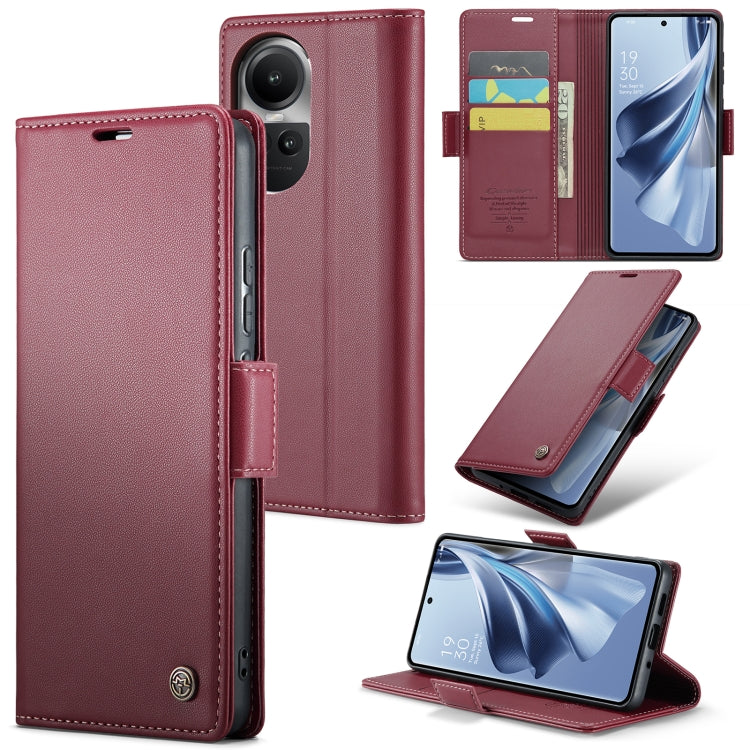 For OPPO Reno10 5G Global／Reno10 Pro Global CaseMe 023 Butterfly Buckle Litchi Texture RFID Anti-theft Leather Phone Case(Wine Red) - OPPO Cases by CaseMe | Online Shopping South Africa | PMC Jewellery | Buy Now Pay Later Mobicred