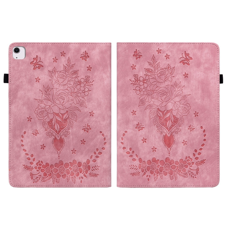 For iPad Air 11 2024 Butterfly Rose Embossed Leather Smart Tablet Case(Pink) - iPad Air 11 2024 Cases by PMC Jewellery | Online Shopping South Africa | PMC Jewellery | Buy Now Pay Later Mobicred