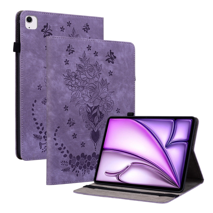 For iPad Air 11 2025 / 2024 Butterfly Rose Embossed Leather Smart Tablet Case(Purple) - free shipping - PMC TechLife - Order now!