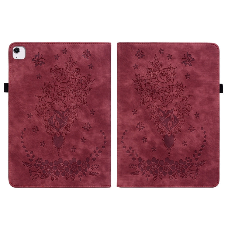 For iPad Air 11 2025 / 2024 Butterfly Rose Embossed Leather Smart Tablet Case(Red) - iPad Air 11 2025 / 2024 Cases by PMC Jewellery | Online Shopping South Africa | PMC Jewellery | Buy Now Pay Later Mobicred