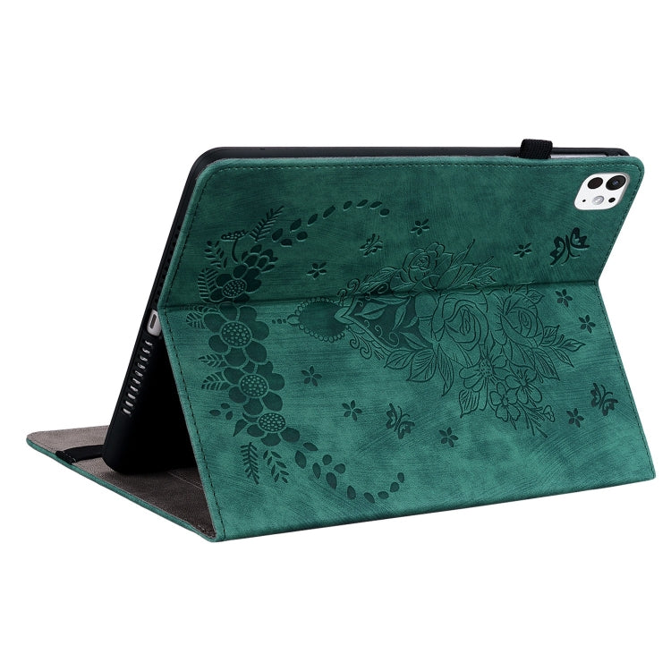 For iPad Pro 11 2024 Butterfly Rose Embossed Leather Smart Tablet Case(Green) - iPad Pro 11 2024 Cases by PMC Jewellery | Online Shopping South Africa | PMC Jewellery | Buy Now Pay Later Mobicred