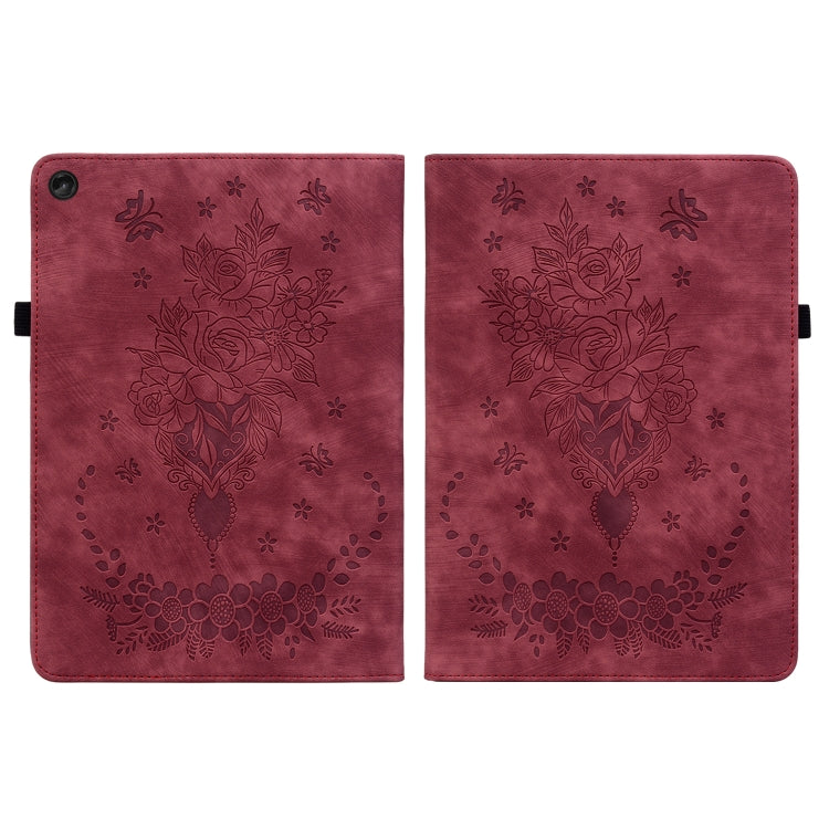 For Lenovo Tab M10 10.1 3rd Gen Butterfly Rose Embossed Leather Tablet Case(Red) - Lenovo by PMC TechLife | Online Shopping South Africa | PMC TechLife | Buy Now Pay Later Mobicred
