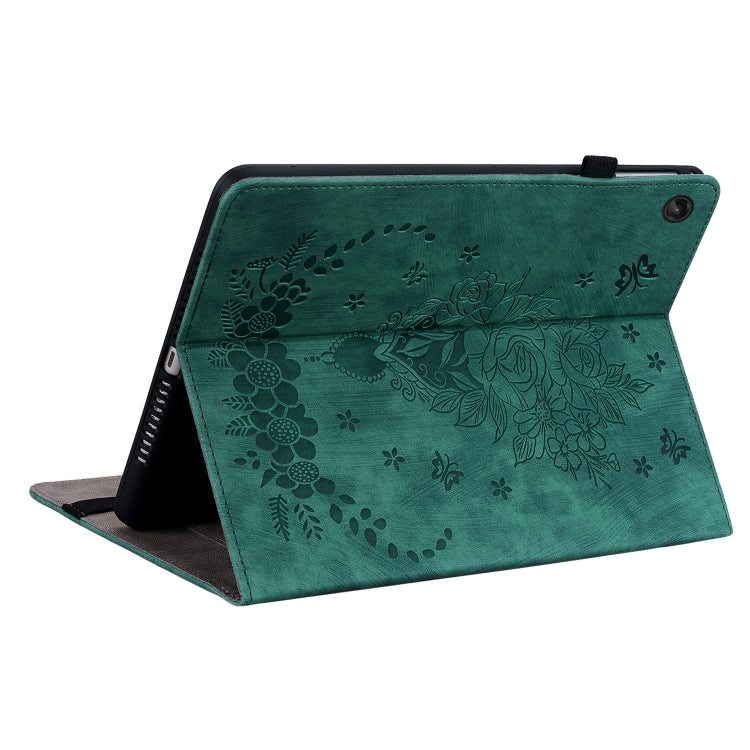 For Lenovo Tab M10 10.1 3rd Gen Butterfly Rose Embossed Leather Tablet Case(Green) - Lenovo by PMC TechLife | Online Shopping South Africa | PMC TechLife | Buy Now Pay Later Mobicred