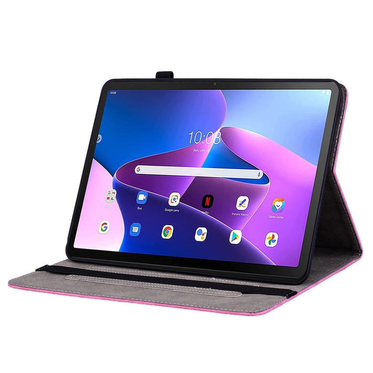 For Lenovo Tab M10 Plus 10.6 3rd Gen Butterfly Rose Embossed Leather Tablet Case(Rose Red) - Lenovo by PMC TechLife | Online Shopping South Africa | PMC TechLife | Buy Now Pay Later Mobicred