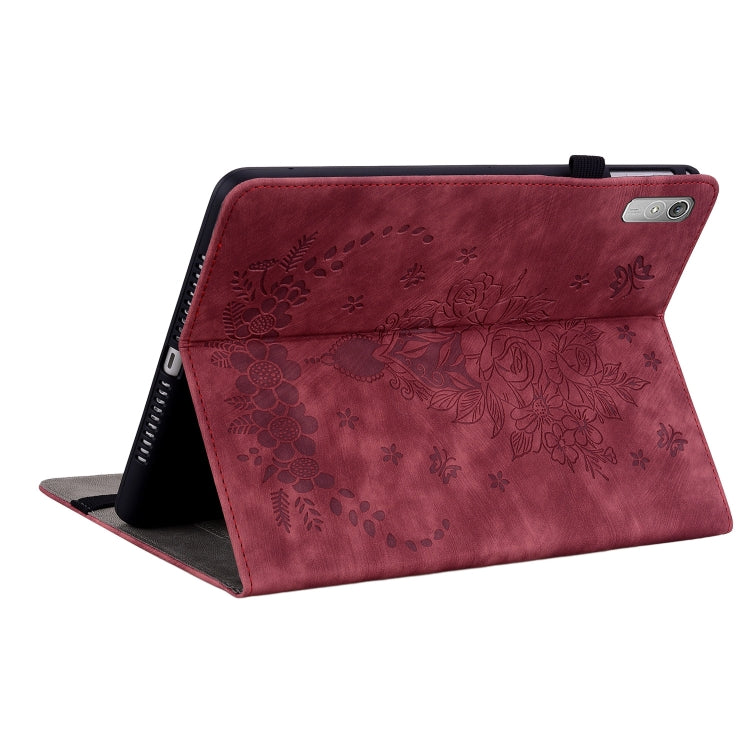 For Lenovo Tab P11 Gen 2 11.5 Butterfly Rose Embossed Leather Tablet Case(Red) - Lenovo by PMC TechLife | Online Shopping South Africa | PMC TechLife | Buy Now Pay Later Mobicred