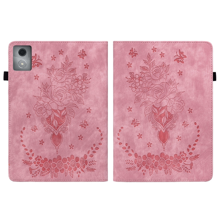 For Lenovo Tab K11 Plus Butterfly Rose Embossed Leather Tablet Case(Pink) - Lenovo by PMC TechLife | Online Shopping South Africa | PMC TechLife | Buy Now Pay Later Mobicred