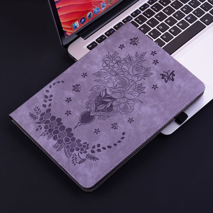 For Lenovo Tab K11 Plus Butterfly Rose Embossed Leather Tablet Case(Purple) - Lenovo by PMC TechLife | Online Shopping South Africa | PMC TechLife | Buy Now Pay Later Mobicred