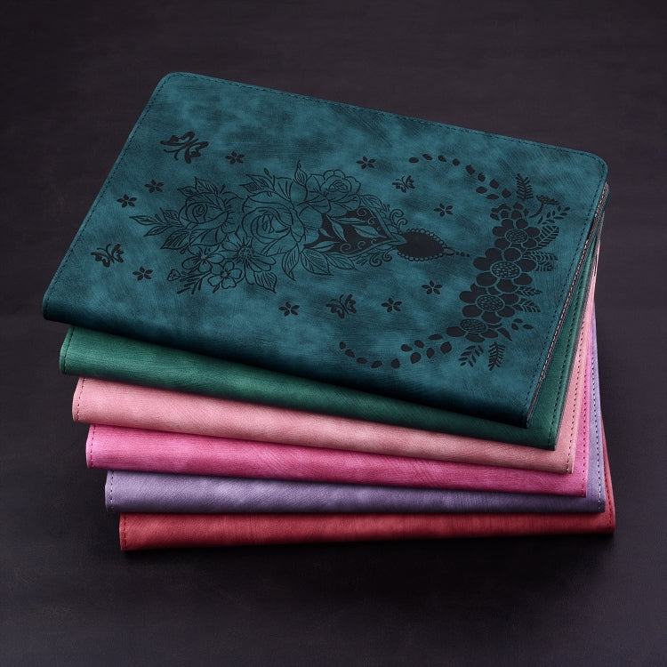 For Lenovo Tab M10 10.1 3rd Gen Butterfly Rose Embossed Leather Tablet Case(Green) - Lenovo by PMC TechLife | Online Shopping South Africa | PMC TechLife | Buy Now Pay Later Mobicred