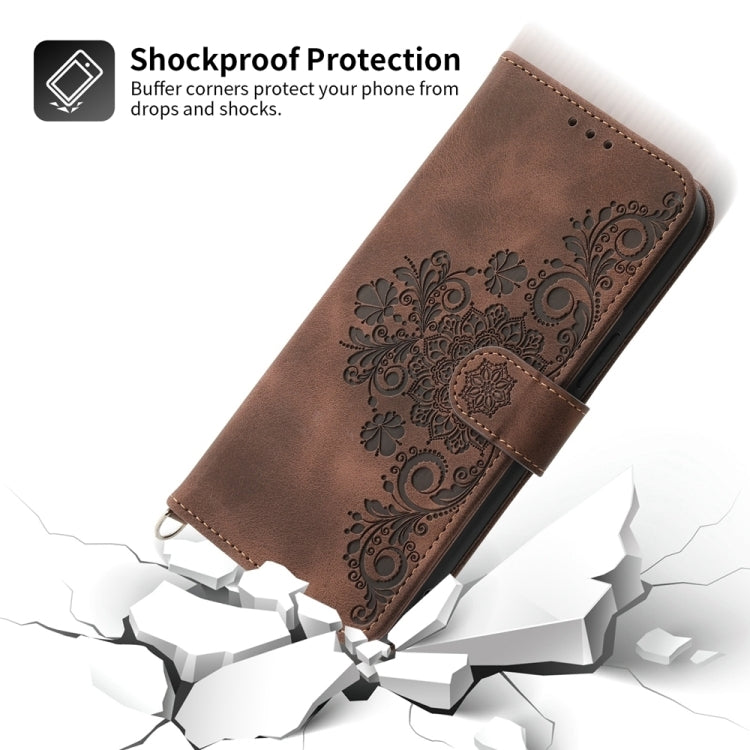 For Honor Magic6 Pro Skin-feel Flowers Embossed Wallet Leather Phone Case(Brown) - Honor Cases by PMC Jewellery | Online Shopping South Africa | PMC Jewellery | Buy Now Pay Later Mobicred