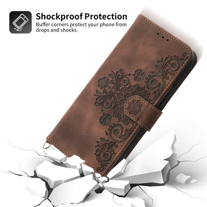 For Honor Magic6 Pro Skin-feel Flowers Embossed Wallet Leather Phone Case(Brown) - Honor Cases by PMC Jewellery | Online Shopping South Africa | PMC Jewellery | Buy Now Pay Later Mobicred