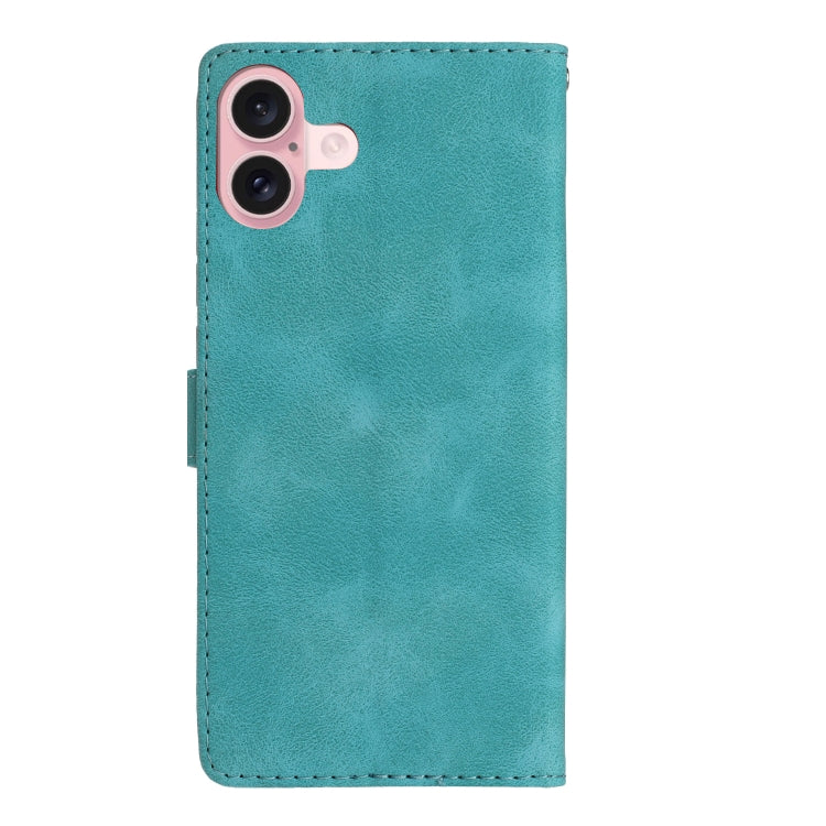 For iPhone 16 Flower Butterfly Embossing Pattern Leather Phone Case(Sky Blue) - iPhone 16 Cases by PMC Jewellery | Online Shopping South Africa | PMC Jewellery | Buy Now Pay Later Mobicred